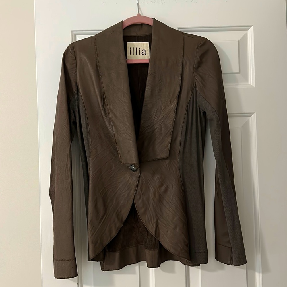 Illia classic mocha, leather and fabric jacket